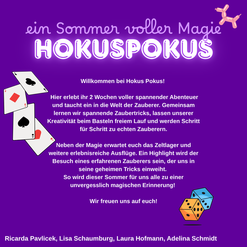 Gruppe 8 - Hokuspokus - Ein Sommer voller Magie Gruppe 8 - Hokuspokus - Ein Sommer voller Magie